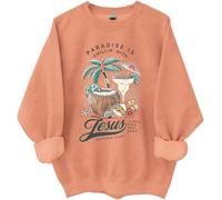 Sweat-shirt Chillin' With Jesus, Paradise Is Chillin' With Jesus I Will Give You Rest Jesus Shirt, Hami Orange, M