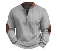 Sweat-shirt classique à demi-fermeture éclair pour homme - Pull à manches longues et col montant - Pull décontracté doux et confortable - Pour l'hiver - Pull vintage intelligent, gris, M