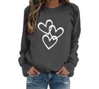 Sweat-shirt confortable pour la Saint-Valentin pour femmesSweat à capuche sans capuche 3 Love pour cadeaux de festival 2026, gris foncé, L