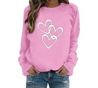 Sweat-shirt confortable pour la Saint-Valentin pour femmesSweat à capuche sans capuche 3 Love pour cadeaux de festival 2026, rose, M