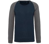 Sweat Shirt Coton Bio - Homme - K491 - Bleu Marine Et Gris