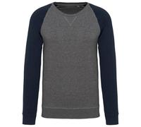 Sweat Shirt Coton Bio - Homme - K491 - Gris Chiné Et Marine
