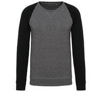 Sweat Shirt Coton Bio - Homme - K491 - Gris Chiné Et Noir