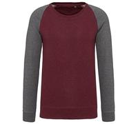 Sweat Shirt Coton Bio - Homme - K491 - Rouge Vin Et Gris
