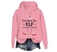 Sweat-shirt court « Im Not An Elf Im Just Short » amusant de Noël pour la famille et les femmes, Sweat à capuche rose, XL