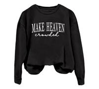 Sweat-shirt court pour femme avec imprimé « Make Heaven Crowded » - Haut de déclaration chrétienne - Pull décontracté avec message de foi, Style_g02 Noir, XL