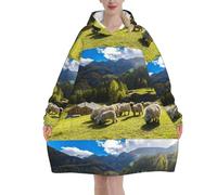 Sweat-shirt-couverture, pull en flanelle, sweat-shirt-couverture portable pour femme, nid de mouton à nez noir des Alpes suisses du Valais, animaux et nature