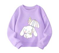 Sweat-Shirt d'automne pour Enfants, Chien Kawaii, Impression de Dessin animé, écoles primaires, Pull, Sweat-Shirt pour Filles, Tendance Coton,Violet,150cm