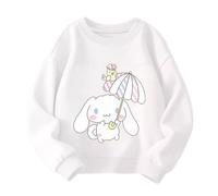 Sweat-Shirt d'automne pour Enfants, Chien Kawaii, Impression de Dessin animé, écoles primaires, Pull, Sweat-Shirt pour Filles, Tendance Coton,Blanc,150cm