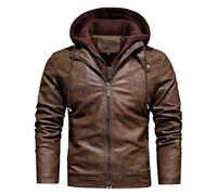 Sweat-shirt de Chasse PU rétro Slim à la Mode à Capuche Amovible pour Homme Automne et Hiver Noël Meilleures amies, marron, XXL