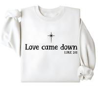 Sweat-shirt de crèche de Noël Love Come Down - Sweat-shirt Love Come Down - Chemise de Noël chrétienne, blanc, M