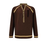 Sweat-shirt de golf à col en V pour homme - Col en V - Rétro - Décontracté - Chandail léger Henley - Chemise classique tendance - Chemise intelligente vintage avec poche, café, M