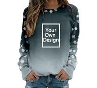 Sweat-shirt de Noël à imprimer pour femmes - Motif flocon de neige Pull à personnaliser soi-même avec logo de texte photo, personnalisation exclusive Vêtements de Noël pour fête en famille, gris, M