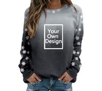 Sweat-shirt de Noël à imprimer pour femmes - Motif flocon de neige Pull à personnaliser soi-même avec logo de texte photo, personnalisation exclusive Vêtements de Noël pour fête en famille, Noir , S