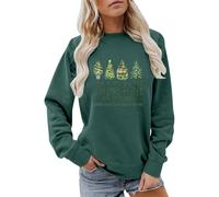 Sweat-shirt de Noël confortable pour femme - Haut d'arbre de Noël - Brillant - Lettres d'écoute - Imprimé arbre de Noël - Pour intérieur et extérieur - Cadeaux de Noël, Jn, XL