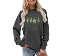 Sweat-shirt de Noël confortable pour femme - Haut d'arbre de Noël - Brillant - Lettres d'écoute - Imprimé arbre de Noël - Pour intérieur et extérieur - Cadeaux de Noël, gris foncé, XXL