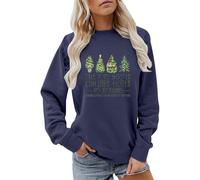 Sweat-shirt de Noël confortable pour femme - Haut d'arbre de Noël - Brillant - Lettres d'écoute - Imprimé arbre de Noël - Pour intérieur et extérieur - Cadeaux de Noël, bleu marine, XXL