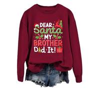 Sweat-shirt de Noël « Dear Santa My Brother Did It » pour femme et homme, Bordeaux-1, XL