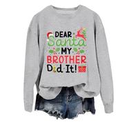 Sweat-shirt de Noël « Dear Santa My Brother Did It » pour femme et homme, Gris-1., S