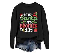 Sweat-shirt de Noël « Dear Santa My Brother Did It » pour femme et homme, Noir 1, S