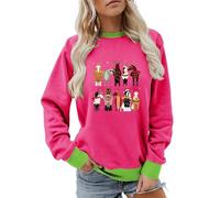 Sweat-shirt de Noël imprimé amusant pour femme - Pull de Noël à manches longues et col rond - Hauts de Noël décontractés pour la vie quotidienne - Cadeaux de Noël, gris, M