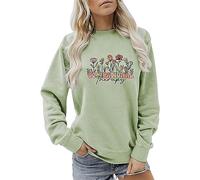 Sweat-shirt de Noël moche imprimé pour femme - Chandail décontracté à fleurs sauvages pour femmes - Chandail décontracté d'été avec motif floral - Pull à manches longues pour amoureux du jardin - Haut