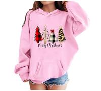 Sweat-Shirt De Noël pour Enfant a Capuche, Pull Noel Enfant Imprimé Manches Longues Pull De Noel Chaud Hiver Pulls De Noël pour Enfants Sweat Christmas Fête Glamour Sweats Girl 3-10 Ans