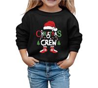Sweat-Shirt De Noël pour Enfant Manches Longues, Pull De Noel Enfant Imprimé Renne Col Rond Pull De Noel Chaud Hiver Pulls De Noël pour Enfants Sweat Christmas Glamour Sweats Girl 3-10 Ans
