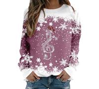 Sweat-shirt de Noël pour femme avec imprimé Père Noël et flocon de neige - Pull décontracté à manches longues et col rond - Élégant pull de Noël pour les vacances - Joli sweat à capuche d'automne pour