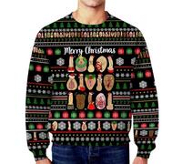 Sweat-shirt de Noël pour homme avec col rond et manches longues - Imprimé humour mignon - Sweat-shirt de Noël confortable pour homme, #204 Noir, S