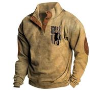 Sweat-shirt de Noël pour homme de style western uni imprimé support numérique avec boucle à cravate, kaki, 3XL