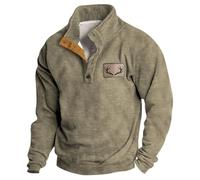 Sweat-shirt de Noël pour homme style western avec imprimé et boucle numérique, kaki, L