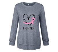 Sweat-shirt de Noël surdimensionné pour femme - Pull pour la prévention du cancer du sein - Costume de fête décontracté pour intérieur et extérieur - Cadeau de Noël, gris, XL