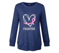 Sweat-shirt de Noël surdimensionné pour femme - Pull pour la prévention du cancer du sein - Costume de fête décontracté pour intérieur et extérieur - Cadeau de Noël, bleu, XXL