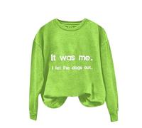 Sweat-shirt de Noël uni pour femme - Pull confortable à col rond et manches longues Was Me I Let The Dogs Out - Sweat à capuche imprimé sans chapeau pour fête, cadeau de Noël quotidien, vert menthe, L