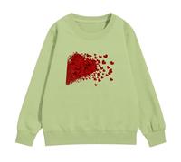 Sweat-shirt de Saint-Valentin pour filles, pull graphique en forme de cœur, hauts à manches longues pour enfants, plusieurs styles, col rond mignon décontracté, âge 3-14 ans, Vert clair 2, 120