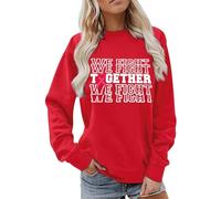 Sweat-shirt de sensibilisation au cancer du sein pour femme - Pull avec déclaration We Fight Together et ruban rose - Haut à manches longues pour lutte commune, Style_y08 Rouge, L