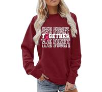 Sweat-shirt de sensibilisation au cancer du sein pour femme - Pull avec déclaration We Fight Together et ruban rose - Haut à manches longues pour lutte commune, Stil_y09 Bordeaux, S