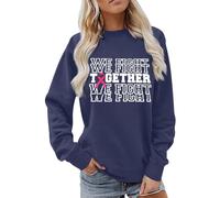 Sweat-shirt de sensibilisation au cancer du sein pour femme - Pull avec déclaration We Fight Together et ruban rose - Haut à manches longues pour lutte commune, Style_y06 bleu marine, L