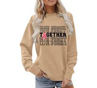 Sweat-shirt de sensibilisation au cancer du sein pour femme - Pull avec déclaration We Fight Together et ruban rose - Haut à manches longues pour lutte commune, Style_y03 Marron, L