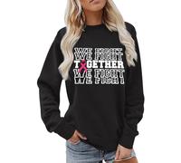 Sweat-shirt de sensibilisation au cancer du sein pour femme - Pull avec déclaration We Fight Together et ruban rose - Haut à manches longues pour lutte commune, Stil_y01 Noir, S