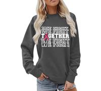 Sweat-shirt de sensibilisation au cancer du sein pour femme - Pull avec déclaration We Fight Together et ruban rose - Haut à manches longues pour lutte commune, Style_y04 Gris, L