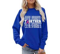 Sweat-shirt de sensibilisation au cancer du sein pour femme - Pull avec déclaration We Fight Together et ruban rose - Haut à manches longues pour lutte commune, Style_y02 Bleu, L