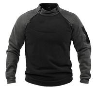 Sweat-shirt de transition pour homme - Col rond - Manches longues - Pour l'entraînement en extérieur - gaufre chaude - Doublure sportive - Pull de travail pour homme, gris, M