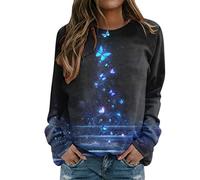 Sweat-shirt décontracté à col ras du cou pour femme, esthétique, sport, avec motifs, imprimé papillon, tenues à manches longues, hauts gothiques pour femmes, anime confortable, Backwoods léger et
