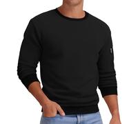 Sweat-shirt décontracté à col rond pour hommes - Pull à manches longues de couleur unie avec tissu en coton doux confortable pour les week-ends, le style urbain et les heures de confort à la maison