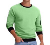 Sweat-shirt décontracté à col rond pour hommes - Pull à manches longues de couleur unie avec tissu en coton doux confortable pour les week-ends, le style urbain et les heures de confort à la maison