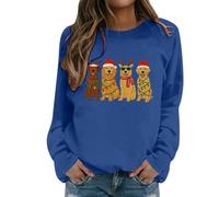 Sweat-Shirt décontracté sans Capuche en Polaire Douce à col Rond et Manches Longues idéal pour Vacances et fêtes Coupe Ample adaptée à l’Automne et à l’Hiver (Blue, L)