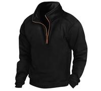 Sweat-Shirt Demi-Fermeture Style Vintage - Sweat À Col Mao Décontracté Sweat-Shirt Semi-Ouvert pour Homme Couleur Unie Sweat San Capuche Homme Manteau Chic Et Confortables