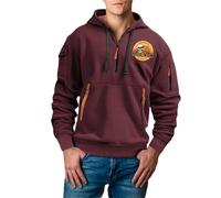 Sweat-shirt d'Halloween à col rond pour homme - Imprimé saisonnier - Demi-fermeture éclair pour un confort décontracté - Manches longues - Hipster décontracté, bordeaux, 3XL